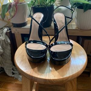 Asymmetrical Strap Platform Heels